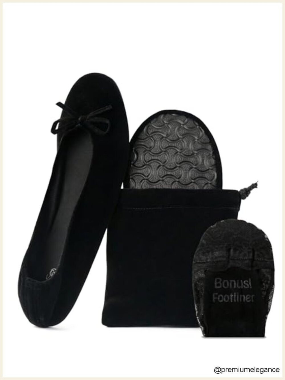 Foldable Velvet Ballet Flats for Women Travel Events Cushioned Non-Slip